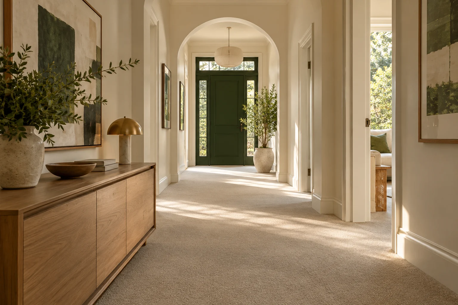 Illustration of a carpeted hallway